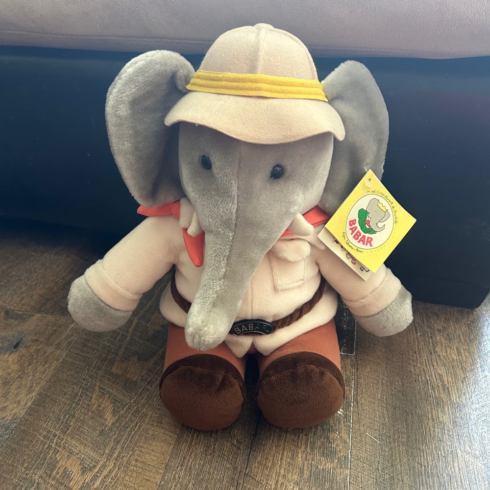 Rare Vintage Gund 1989 Safari Babar Plush Elephant King Stuffed Animal Toy 17"